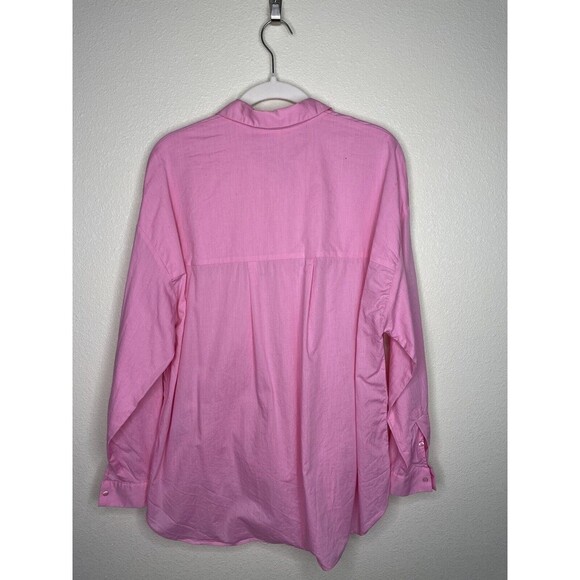 Zara Trafaluc Collection Button Up Top Size M Pink Cotton Charm Pins Long Sleeve - Picture 5 of 8